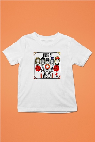 Guns N Roses Baskılı Unisex Beyaz Çocuk Tişört