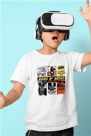 Guns N Roses Baskılı Unisex Beyaz Çocuk Tişört