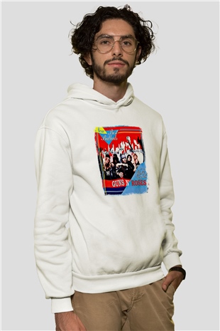 Guns N Roses Baskılı Unisex Beyaz Hoodie