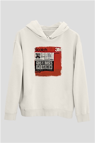 Guns N Roses Baskılı Unisex Beyaz Hoodie