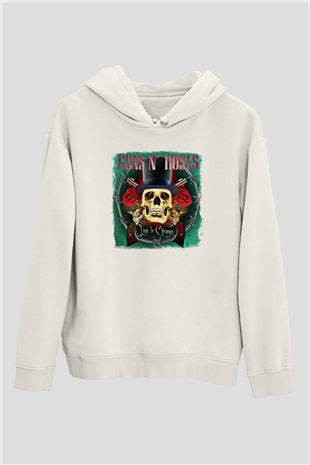 Guns N Roses Baskılı Unisex Beyaz Hoodie
