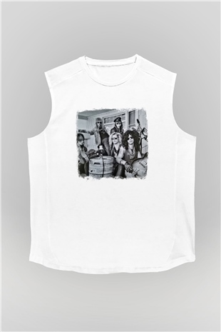 Guns N Roses Baskılı Unisex Beyaz Kolsuz Tişört