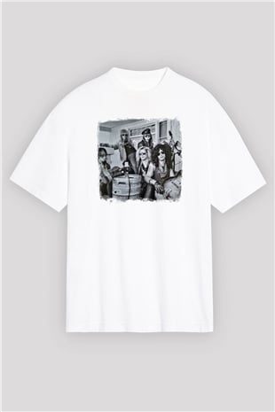Guns N Roses Baskılı Unisex Beyaz Oversize Tişört