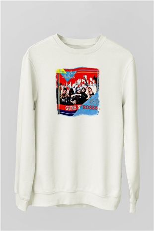 Guns N Roses Baskılı Unisex Beyaz Sweatshirt