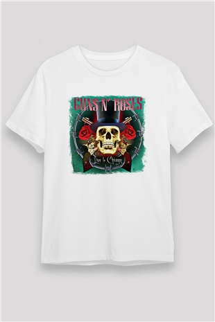 Guns N Roses Baskılı Unisex Beyaz Tişört