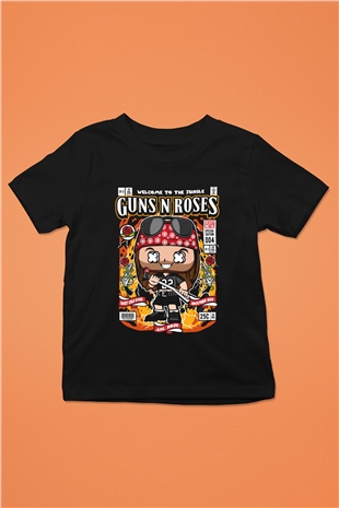 Guns N Roses Baskılı Unisex Siyah Çocuk Tişört