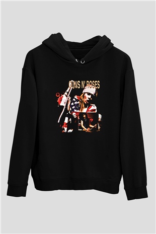 Guns N Roses Baskılı Unisex Siyah Hoodie