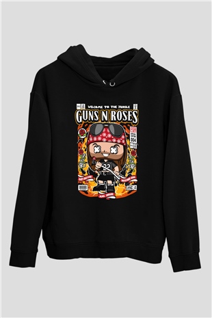 Guns N Roses Baskılı Unisex Siyah Hoodie