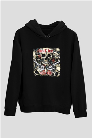 Guns N Roses Baskılı Unisex Siyah Hoodie