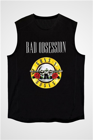 Guns N Roses Baskılı Unisex Siyah Kolsuz Tişört