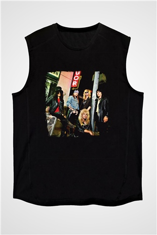 Guns N Roses Baskılı Unisex Siyah Kolsuz Tişört