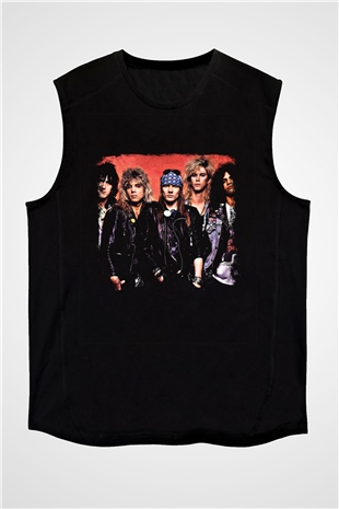 Guns N Roses Baskılı Unisex Siyah Kolsuz Tişört