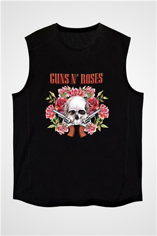 Guns N Roses Baskılı Unisex Siyah Kolsuz Tişört