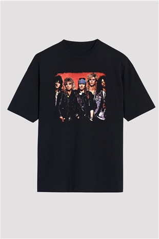 Guns N Roses Baskılı Unisex Siyah Oversize Tişört
