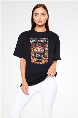 Guns N Roses Baskılı Unisex Siyah Oversize Tişört