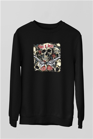 Guns N Roses Baskılı Unisex Siyah Sweatshirt