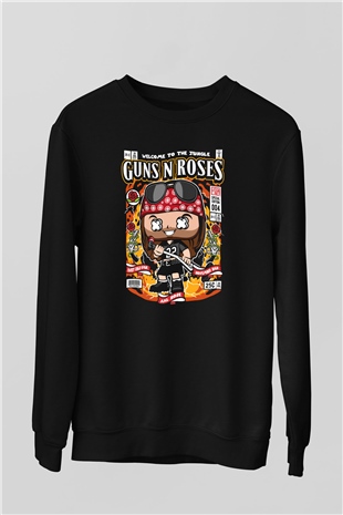 Guns N Roses Baskılı Unisex Siyah Sweatshirt