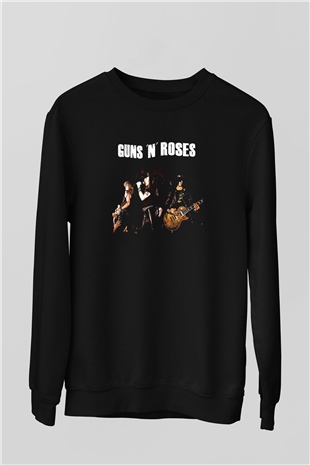 Guns N Roses Baskılı Unisex Siyah Sweatshirt