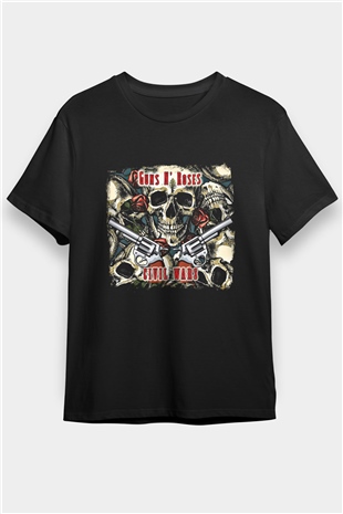 Guns N Roses Baskılı Unisex Siyah Tişört