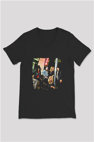 Guns N Roses Baskılı Unisex Siyah V Yaka Tişört