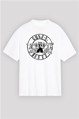 Guns N’ Roses Beyaz Unisex Oversize Tişört T-Shirt