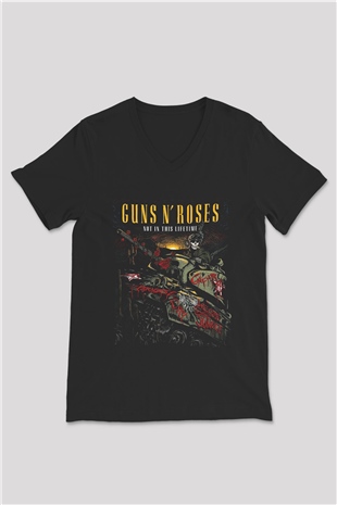 Guns N’ Roses Siyah Unisex V Yaka Tişört T-Shirt