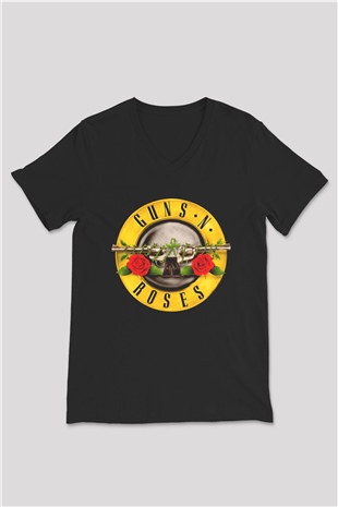 Guns N Roses Siyah Unisex V Yaka Tişört T-Shirt