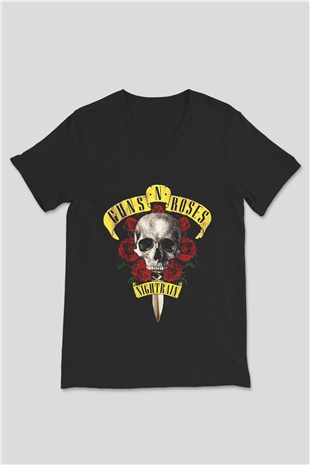 Guns N’ Roses Siyah Unisex V Yaka Tişört T-Shirt