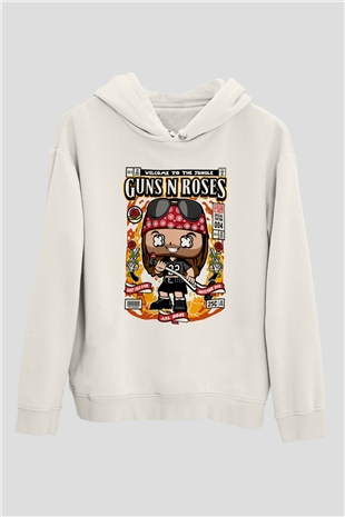Gunsn Roses Axl Rose Baskılı Unisex Beyaz Hoodie