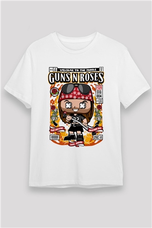 Guns N Roses Axl Rose Baskılı Unisex Beyaz Tişört