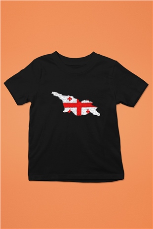 Gürcistan Siyah Unisex Çocuk Tişört
