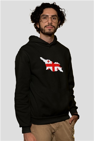 Gürcistan Siyah Unisex Hoodie