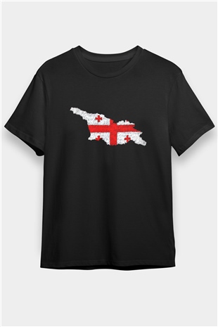 Gürcistan Siyah Unisex Tişört T-Shirt - TişörtFabrikası