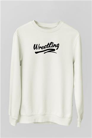 Güreş Baskılı Unisex Ekru Sweatshirt