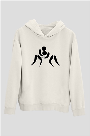 Güreş Beyaz Unisex Hoodie