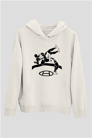 Güreş Beyaz Unisex Hoodie