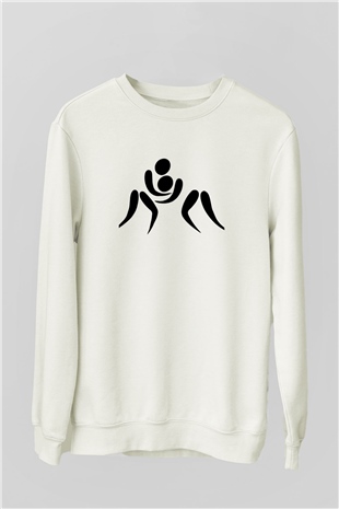 Güreş Beyaz Unisex Sweatshirt