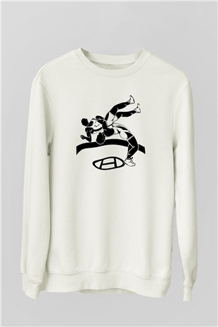 Güreş Beyaz Unisex Sweatshirt
