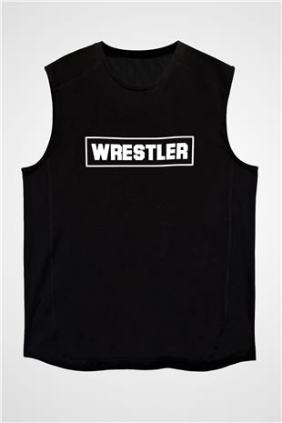 Güreş - Wrestle Baskılı Unisex Siyah Kolsuz Tişört