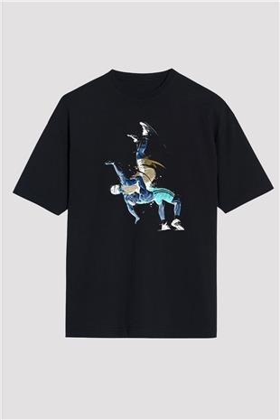 Güreş - Wrestle Baskılı Unisex Siyah Oversize Tişört