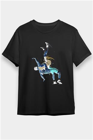 Güreş - Wrestle Baskılı Unisex Siyah Tişört - Tshirt