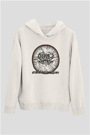 Guttural Slug Baskılı Beyaz Unisex Kapüşonlu Sweatshirt