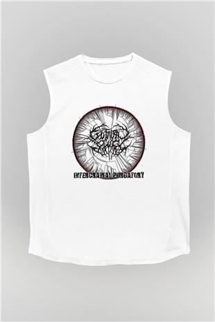 Guttural Slug Baskılı Beyaz Unisex Kolsuz Tişört - Tshirt