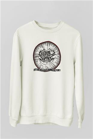 Guttural Slug Baskılı Beyaz Unisex Sweatshirt