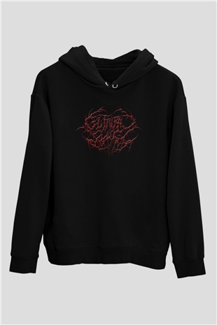 Guttural Slug Baskılı Unisex Siyah Kapüşonlu Sweatshirt