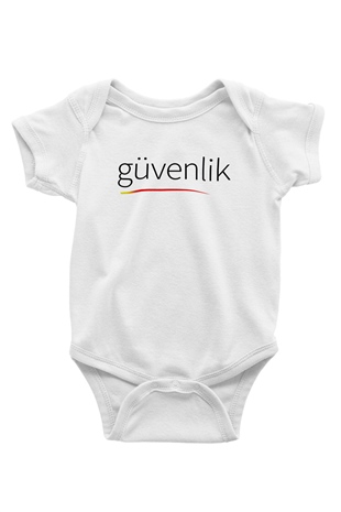Güvenlik Baskılı Beyaz Unisex Bebek Body - Zıbın