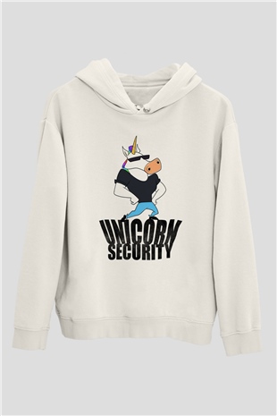 Güvenlik Beyaz Unisex Kapüşonlu Sweatshirt