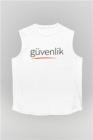 Güvenlik Beyaz Unisex Kolsuz Tişört