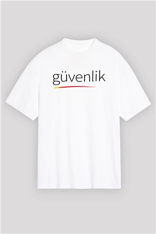 Güvenlik Beyaz Unisex Oversize Tişört T-Shirt
