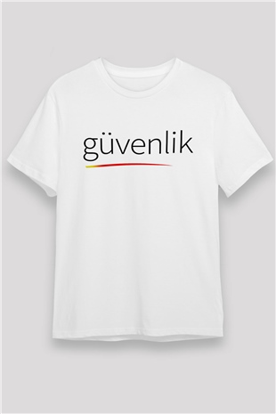 Güvenlik Beyaz Unisex Tişört T-Shirt - TişörtFabrikası